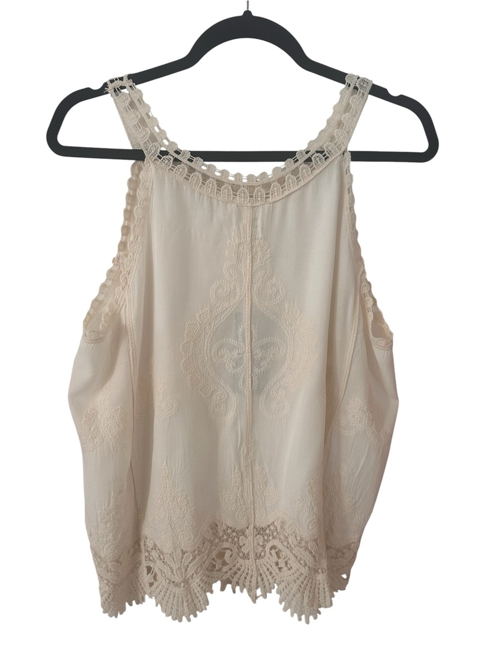 Ultra Pink Ivory Lace-Trim Halter Camisole